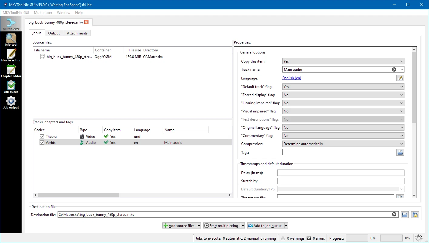 MKVToolNix — скриншот 1 для Windows
