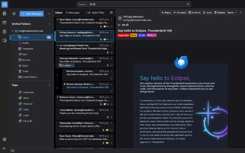 Mozilla Thunderbird — скриншот 1 для Windows